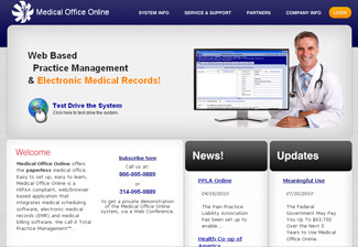 Screen shot of the medicalofficeonline.com homepage